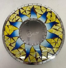 Specchio da parete rotondo giallo e blu 30 cm arredamento arredo mosaico