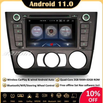 DAB+CarPlay Android 11.0 Autoradio Bluetooth GPS CD DSP Wifi for BMW E81 E82 E88 - Photo 1/4