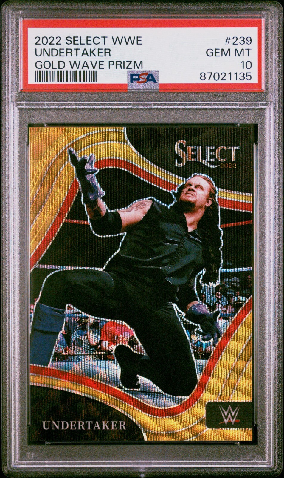 2023 WWE Undertaker #239 Select Gold Wave Prizm PSA 10 Ringside SP # /10 RARE