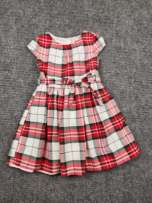 Carter's Kid Plaid 100% Cotton Holiday Dress Youth 4t Lined Chritmas Cap  Sleeve | eBay