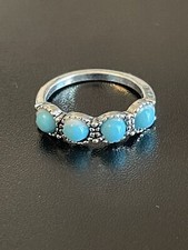 Boho Turquoise Stone Silver Plated Woman Ring