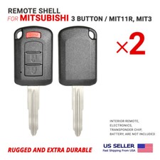 2x Remote Head Key Shell With Blade Mit11r Mit3 For Mitsubishi 3 Button