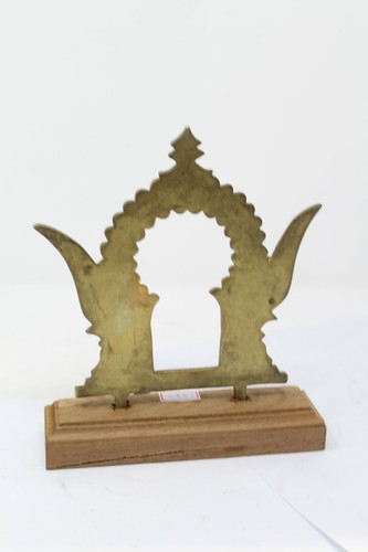 Antique Original Brass Religious Statue Shrine On Wooden Stand Decorative NH6382 - Picture 7 of 12