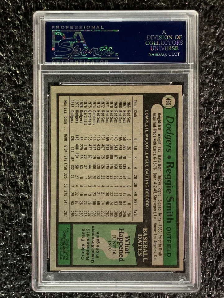 1979 Topps Baseball #465 Reggie Smith PSA 8 - Image 2 of 2