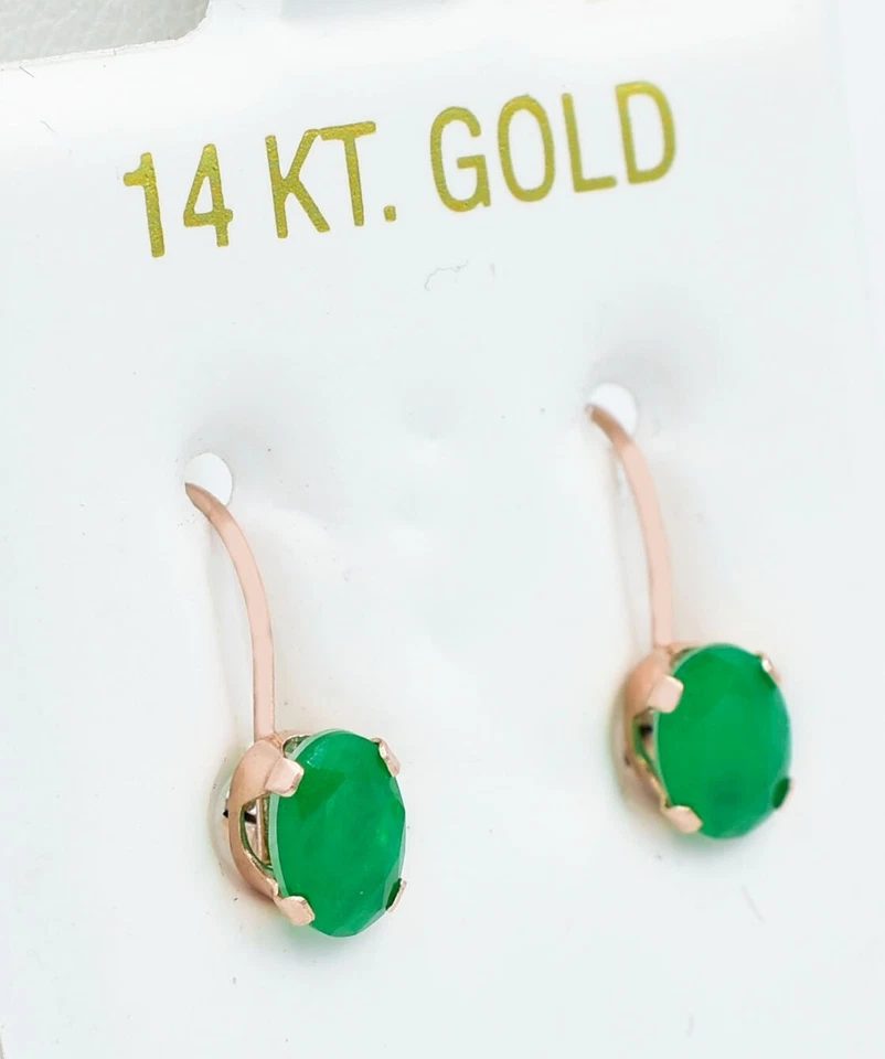 PENDIENTES COLGANTES ESMERALDA GENUINOS DE 1,96 quilates de oro rosa de 14K - Valoración gratuita - Nuevos con etiquetas Foto 2 de 4