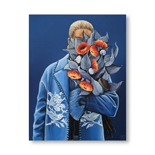 Pop Art Realism Modern Portrait Painting Bouquet Bouquet Lady Contemporary