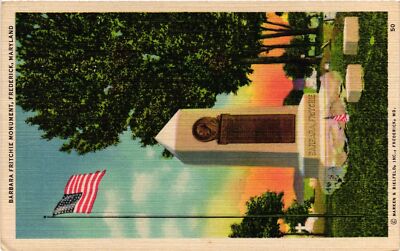 Vintage Postcard- Barbara Fritchie Monument, Frederick, MD Early 1900s