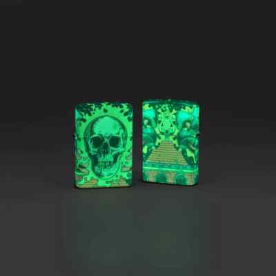 Zippo 48640, Skull Design, 540 Color Process-2 Sided, Glow in Dark