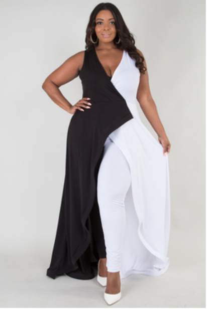 black and white formal jumpsuit