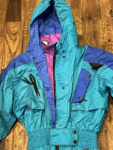 Vintage 1980s Ski Suit One Piece Snowsuit Mountain Goat Apres Snow Bib Womens 8 - Picture 2 of 5