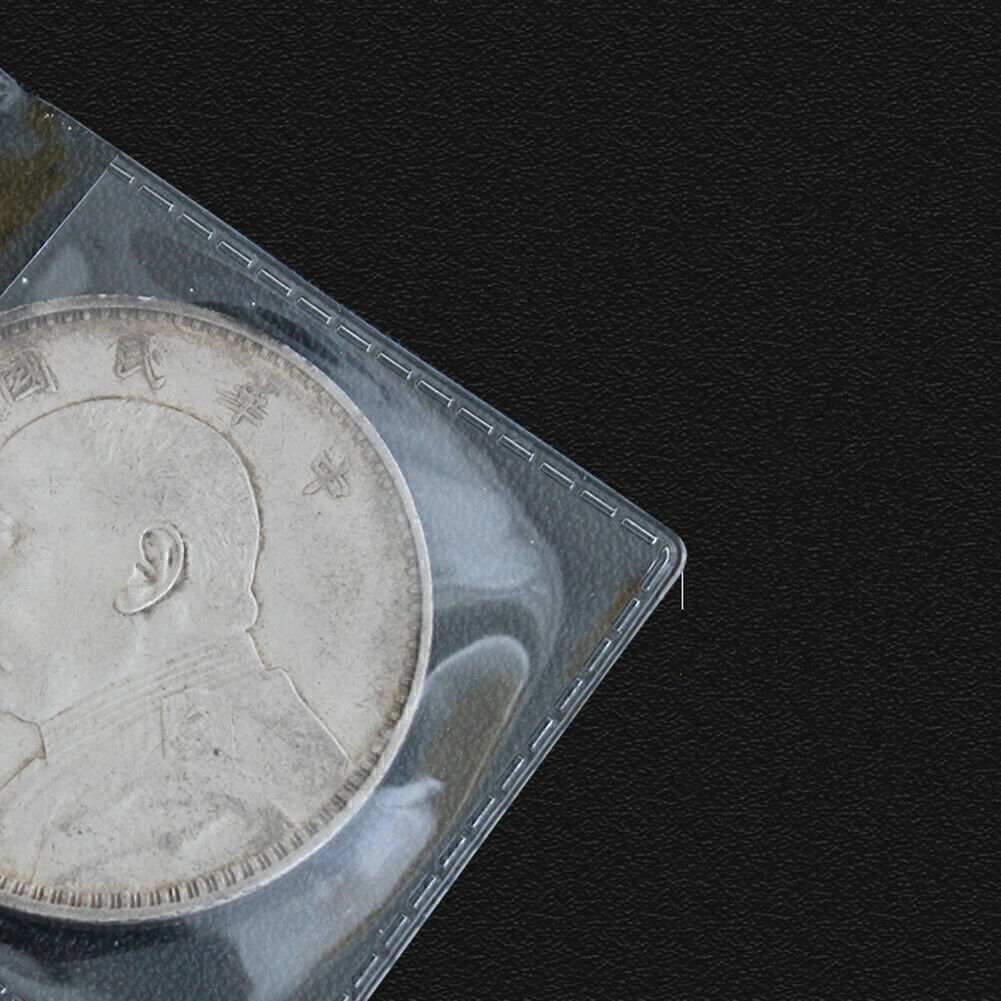 45*45mm Double Pocket Vinyl Coin Flips Platic PVC Bag For Storage