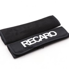 2pcs Black Embroidery Recaro Logo Suede Fabric Seat Belt Cover Shoulder Pads 2pcs Black Embroidery Recaro Logo Suede Fabric Seat Belt Cover Shoulder Pads
