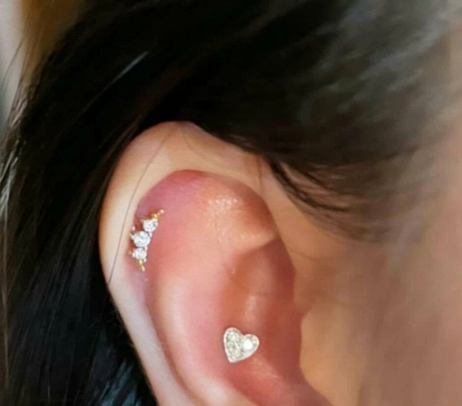 Diamant Minimalist Mond Piercing 14k Solid Gold Nase Ohr Piercing Mond Schmuck - Bild 2 von 4