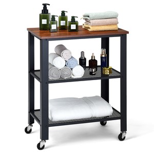 3 Tier Industrial Serving Cart Kitchen Utility Cart Storage