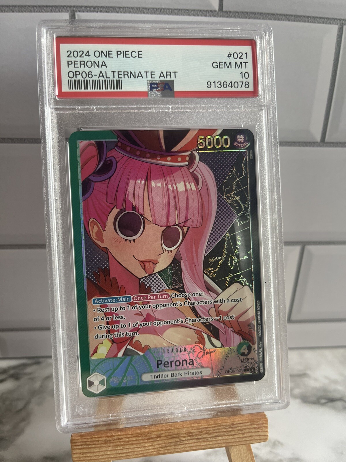 Perona Leader Alt Art OP06-021 One Piece Wings Of The Captain English - PSA 10