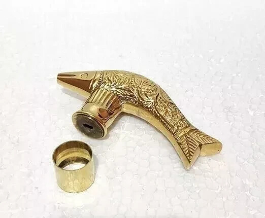 Walking Stick Nautical Solid Brass Fish Handle Ha… - image 2