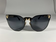 Goth Black  Gold Skull  Rose Sunglasses Rimless Cat Eye Pin Up Rock Metal Emo