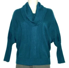 NY Collection Size XL Womens Sweater Teal Dolman Sleeve Cowl Neck Pullover NWT