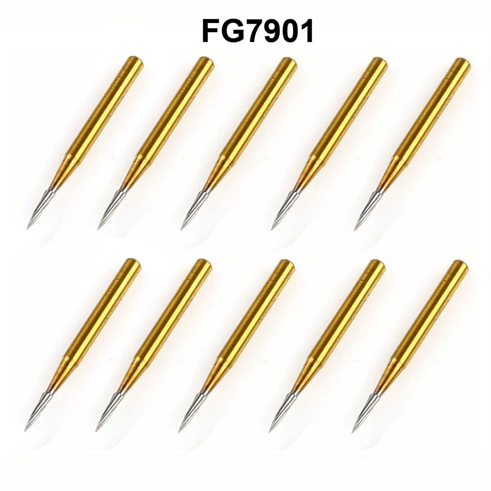 Dental Tungsten Carbide Gold Burs Trimming & Finishing & Polishing Flame FG 7901 - Image 2 of 4