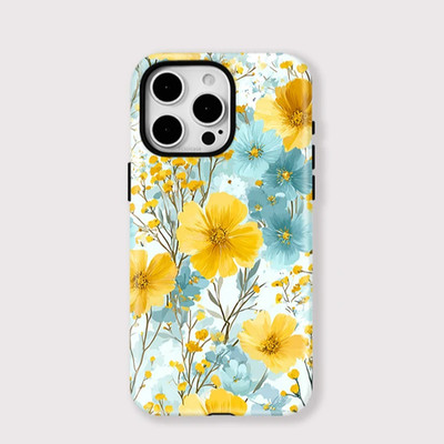 Gelb Blau Gänseblümchen Sommer Blume Hülle iPhone 17 16 15 14 13 12 11 Pro Max Case