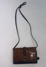 Vintage Y2K 90s Brighton Crocodile Leather Croc Wallet Organizer Crossbody Purse