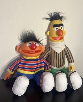 Vintage Bert And Ernie Pair Sesame Street 80s 90s Applause Vinyl Head Doll Plush