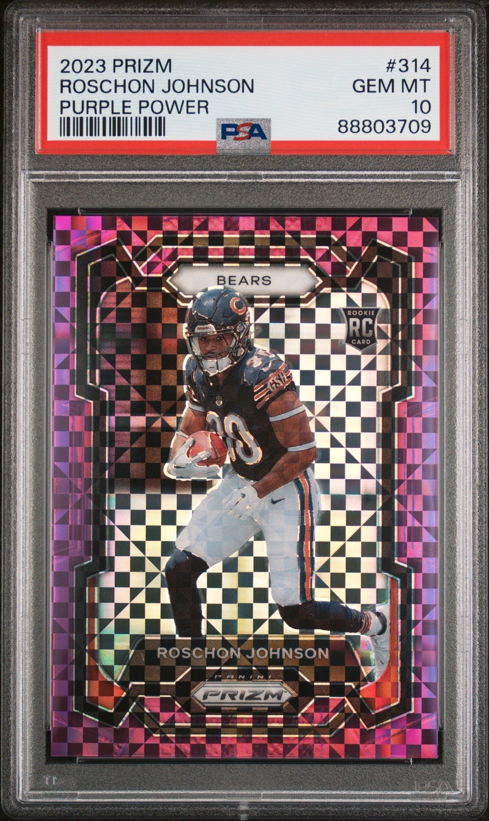 2023 Panini Prizm - Roschon Johnson #314 Purple Power Prizm /49 RC SSP Psa 10 !