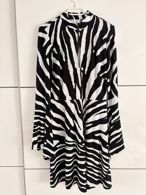 Bodyflirt Boutique Zebra Kleid Schwarz Weiß Langarm Gr. 40/42 