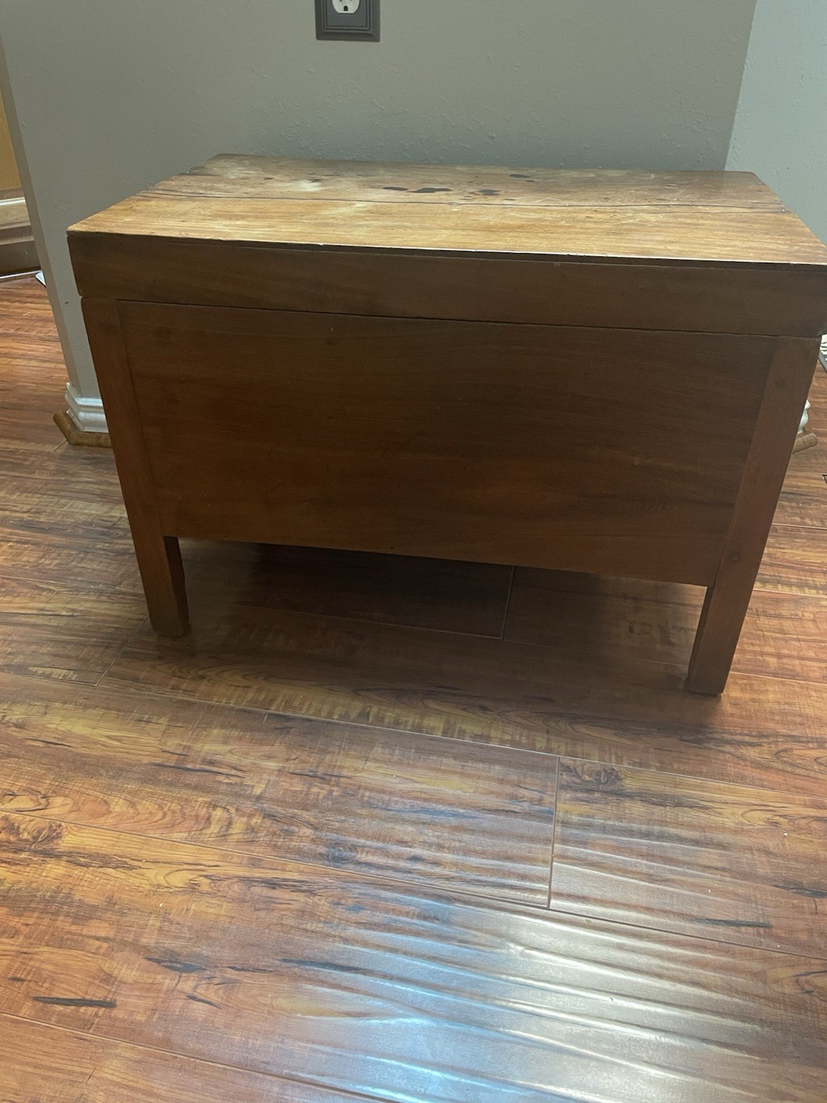 Vintage Wooden Storage Bench with Hinged Top. 