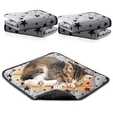 4 Pack Self Warming Cat Bed Self Heating Cat Mat Star 12 x 12 Inch Gray