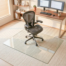 30"X55" Tempered Glass Office Chair Mat for Carpet  Hardwood Floor, 1/5" Thick