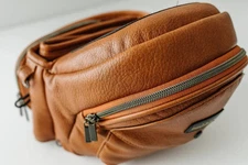 Tushbaby Hip Seat Baby Carrier Vegan Leather Cognac