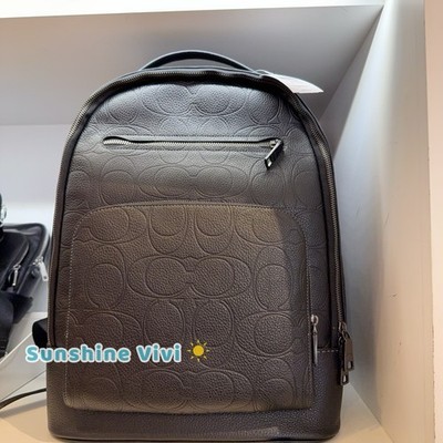NWT Coach Men's Ethan Backpack In Signature Leather Gunmetal/Black