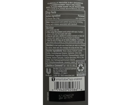 Champú y acondicionador Dove Men Care 2 en 1 - 20,4 fl oz - pino y cítricos - Imagen 3 de 3