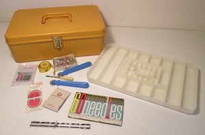Wil-Hold Vintage Sewing Box Organizer & Tray For Bobbins Thread & Misc. Yellow /