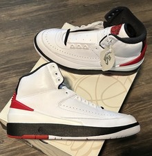 DS Sz 9.5 Air Jordan 2 Retro Chicago 2022 DX2454-106 White Black Varsity Red