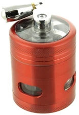 1.5" 4 Piece Zinc Alloy Spice Crusher Hand Crank w/ Windows Grinder Pocket Size