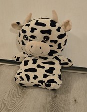Black And White Spotted Cow Plush Toy With Pink Nose And Ears