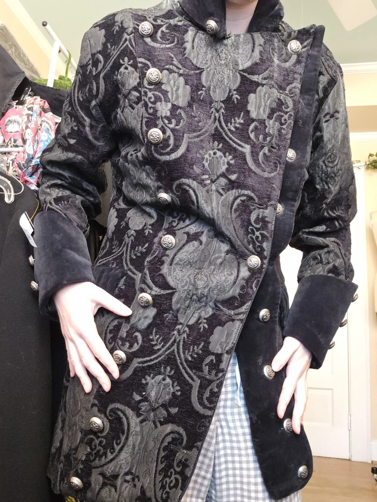 Shrine Hollywood California black brocade gothic steampunk military vampire coat image 23
