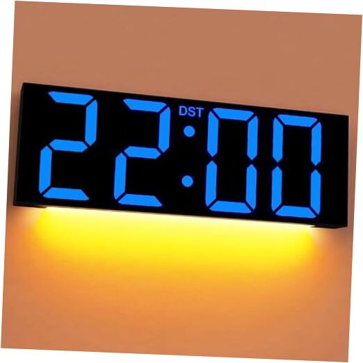  22'' Large Digital Wall Clock, Big LED Number Dispaly, DST, 22 inches Blue