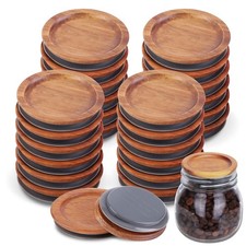 24Pack Regular Mouth Mason Jar Lids - Acacia Wooden Storage Canning Jar Lids ...