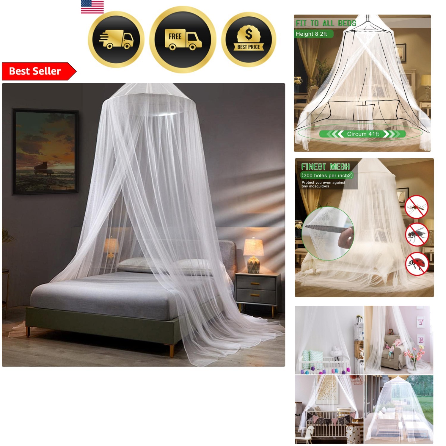 Queen Size Twin Canopy Bed Curtains Mosquito Netting ...