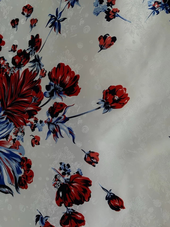 ROSA PARK Blanco Floral Seda Mujer Bufanda HECHO EN PAVO 35"/36" EX CON Foto 3 de 4