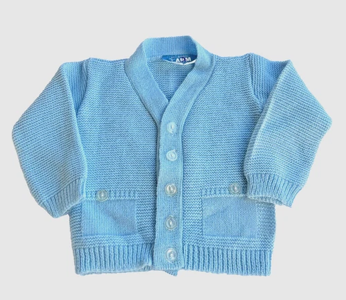 Baby Boy Vintage Cardigan Dad Sweater 12 mos ? Long Sleeves Grandpa USA by AKM