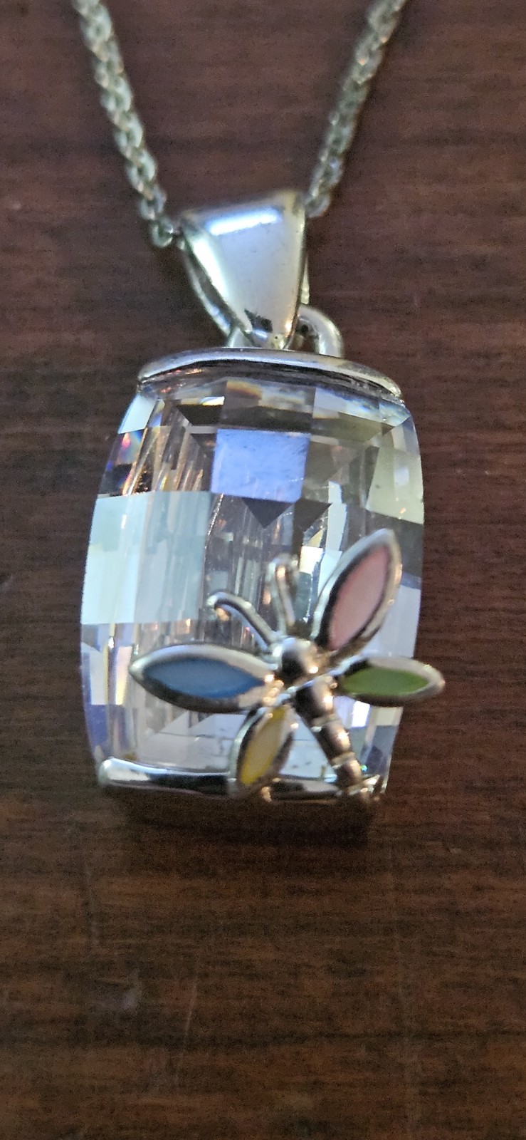 925 Rectangle Crystal Colored Stone Butterfly Nec… - image 12