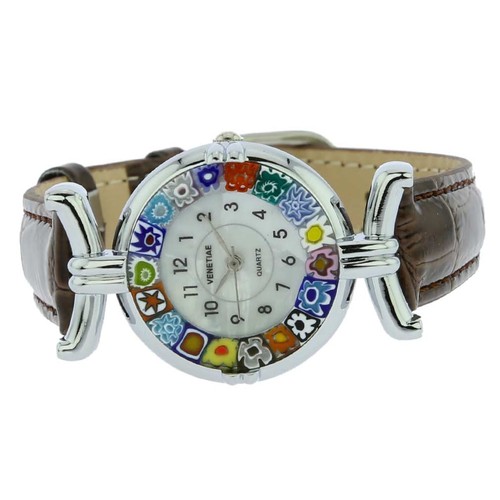 GlassOfVenice Murano Glass Millefiori Watch with Leather Band - Marrón - Imagen 3 de 5