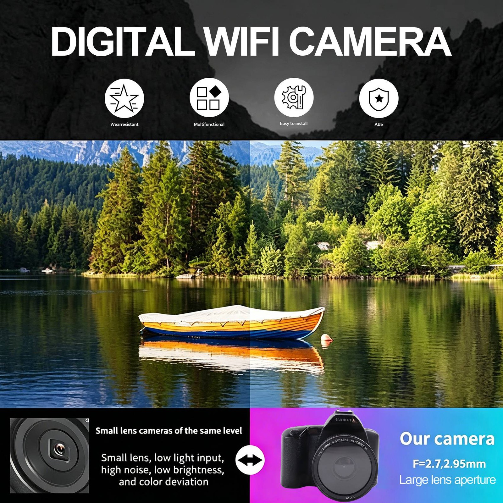 Professional Digital Camera 4K Camera Digital WIFI Camera with 16X Night 3284