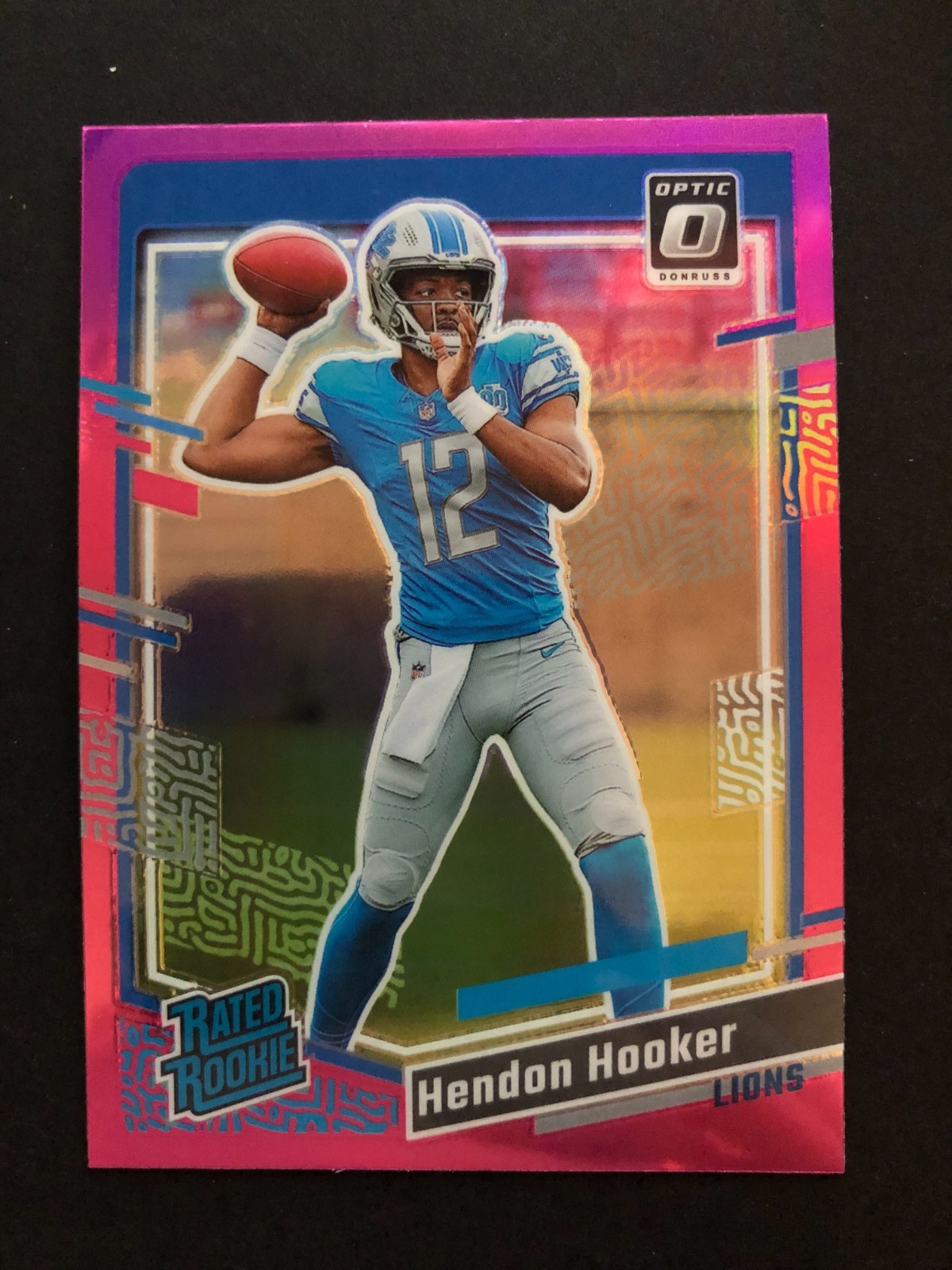 2023 Donruss Optic Hendon Hooker Pink Prizm Rated Rookie #234 Lions