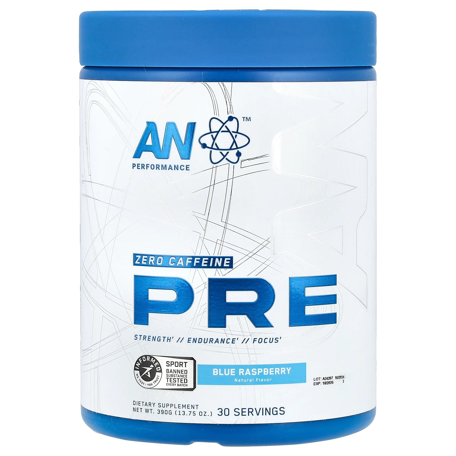 Перед тренировкой без кофеина Голубая малина 1375 унции 390 г 9790₽