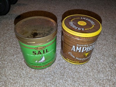 sail tobacco tin Vintage and AMPHORA Pipe Metal Tins - Set of 2 - 10oz Sail Extra Mild Cavendish Cigarette